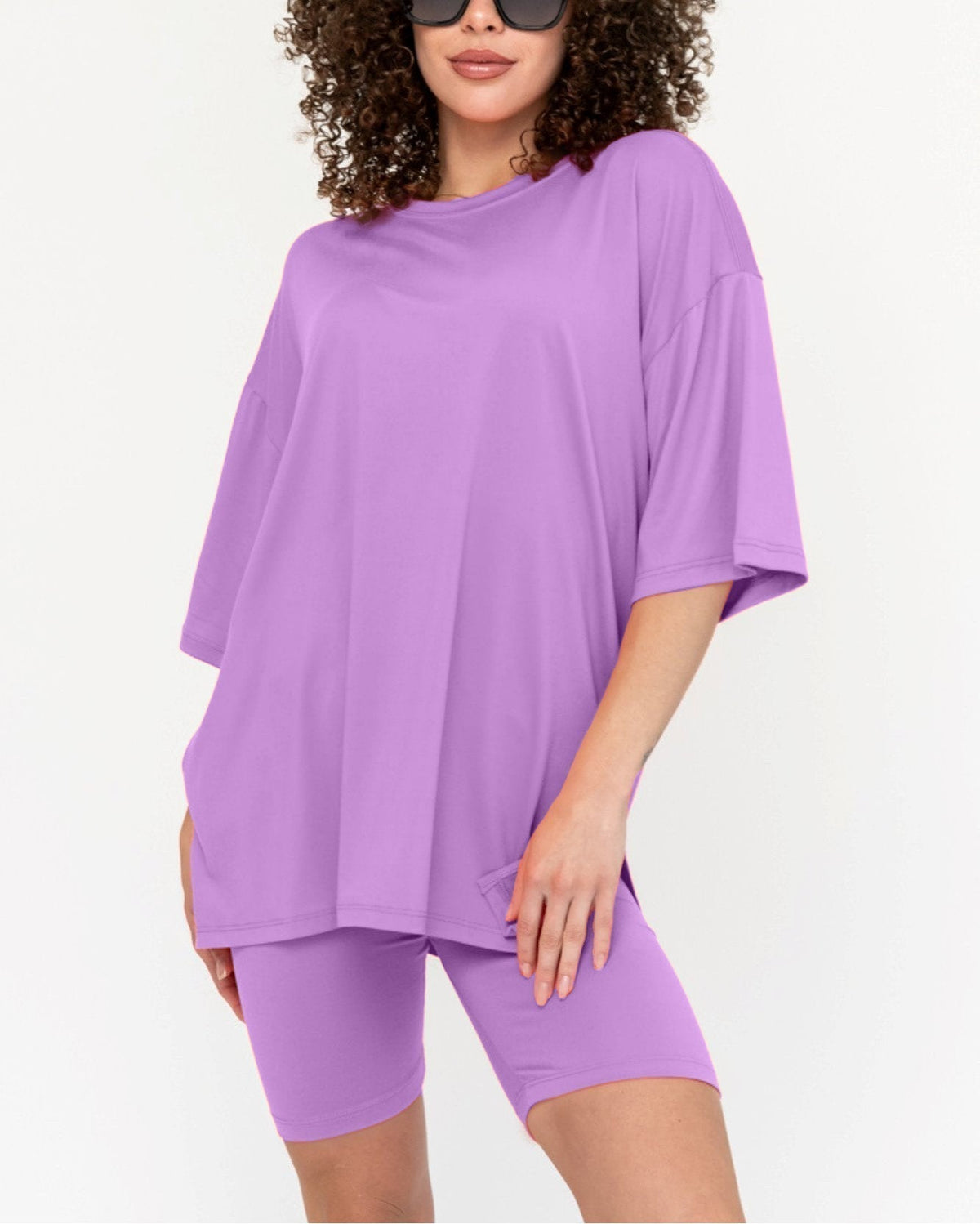 Ensemble Biker Oversize Col Rond pour Femme (2 achetés, livraison offerte)