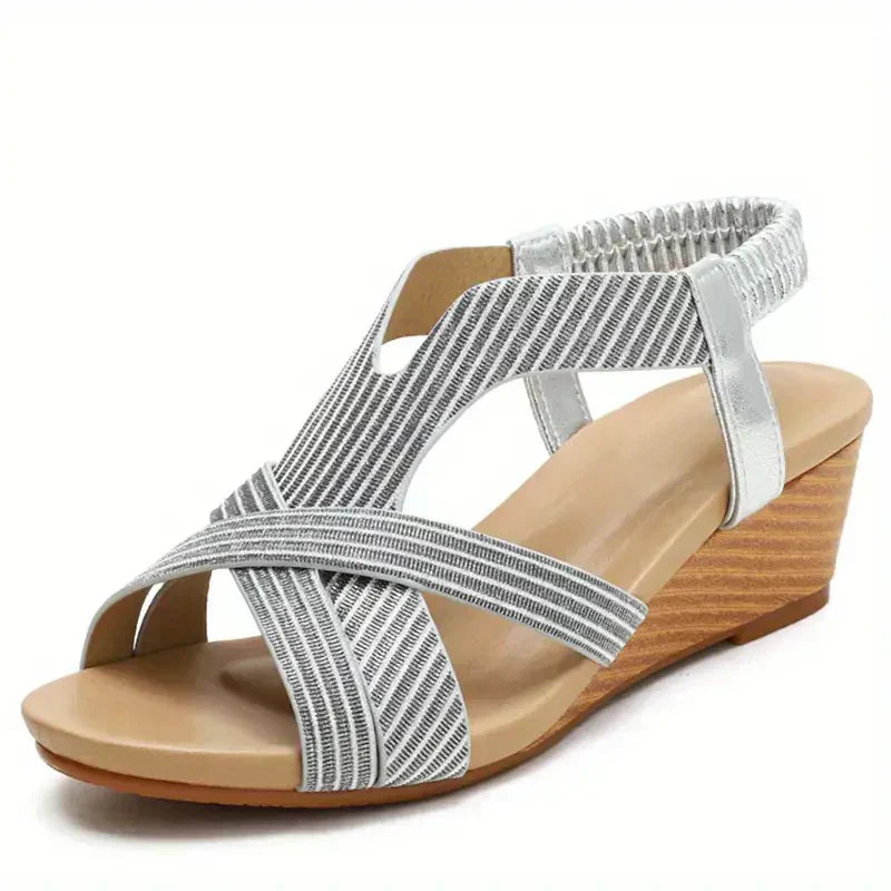 SANDALES ORTHOPÉDIQUES COMPENSÉES EN CUIR POUR FEMMES