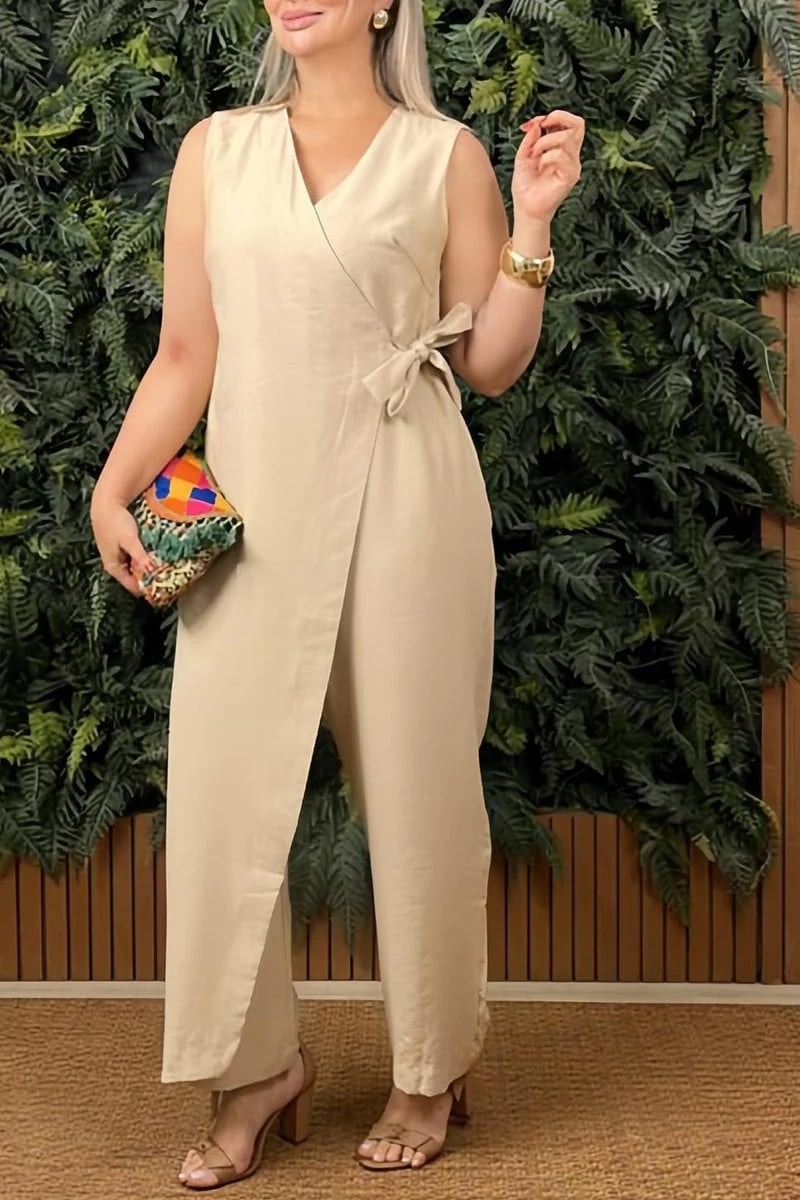 Damen V-Ausschnitt Jumpsuit – Dehnbar, Maschinenwaschbar & Größeninklusiv