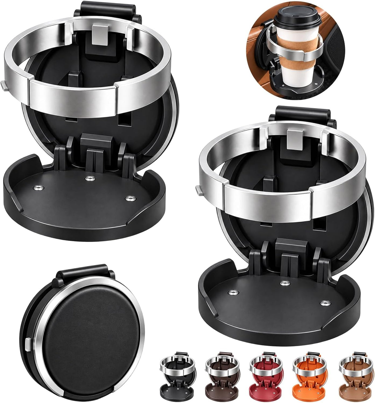 Foldable Car Cup Holder with Hook Universal Car Door Cup Holder