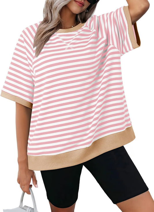 Oversize-T-Shirts mit Streifen für Damen (3 kaufen, kostenloser Versand)