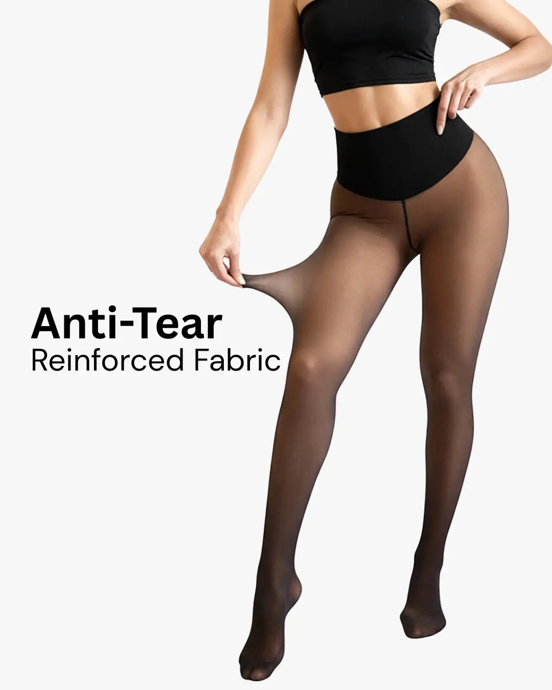 Women's Fleece-Lined Faux Sheer Tights – High-Waisted Sculpting
