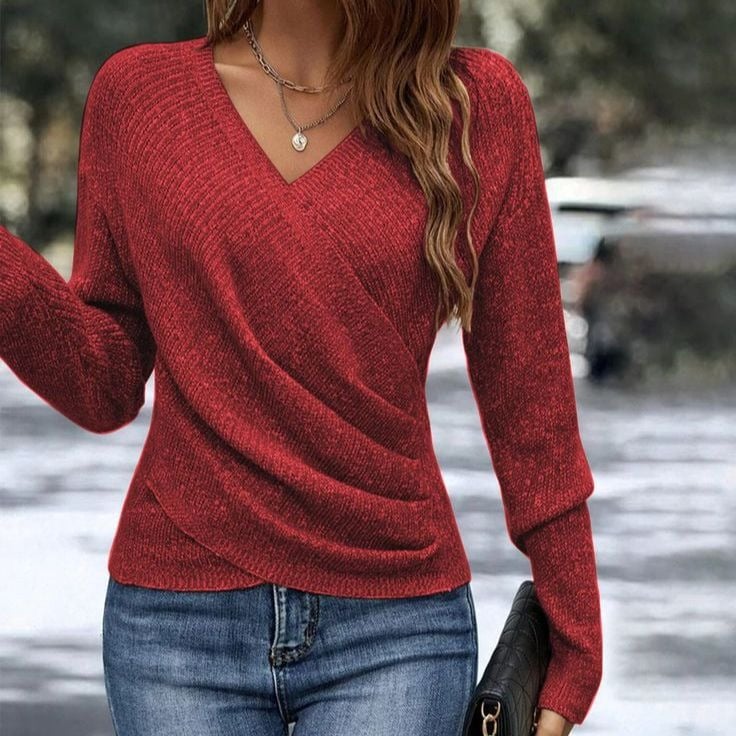 Eleganter Damen Freizeit-Strickpullover, Langarm Warmer Pullover für Frühling & Herbst, Koreanischer Stil Urlaub Mode-Top