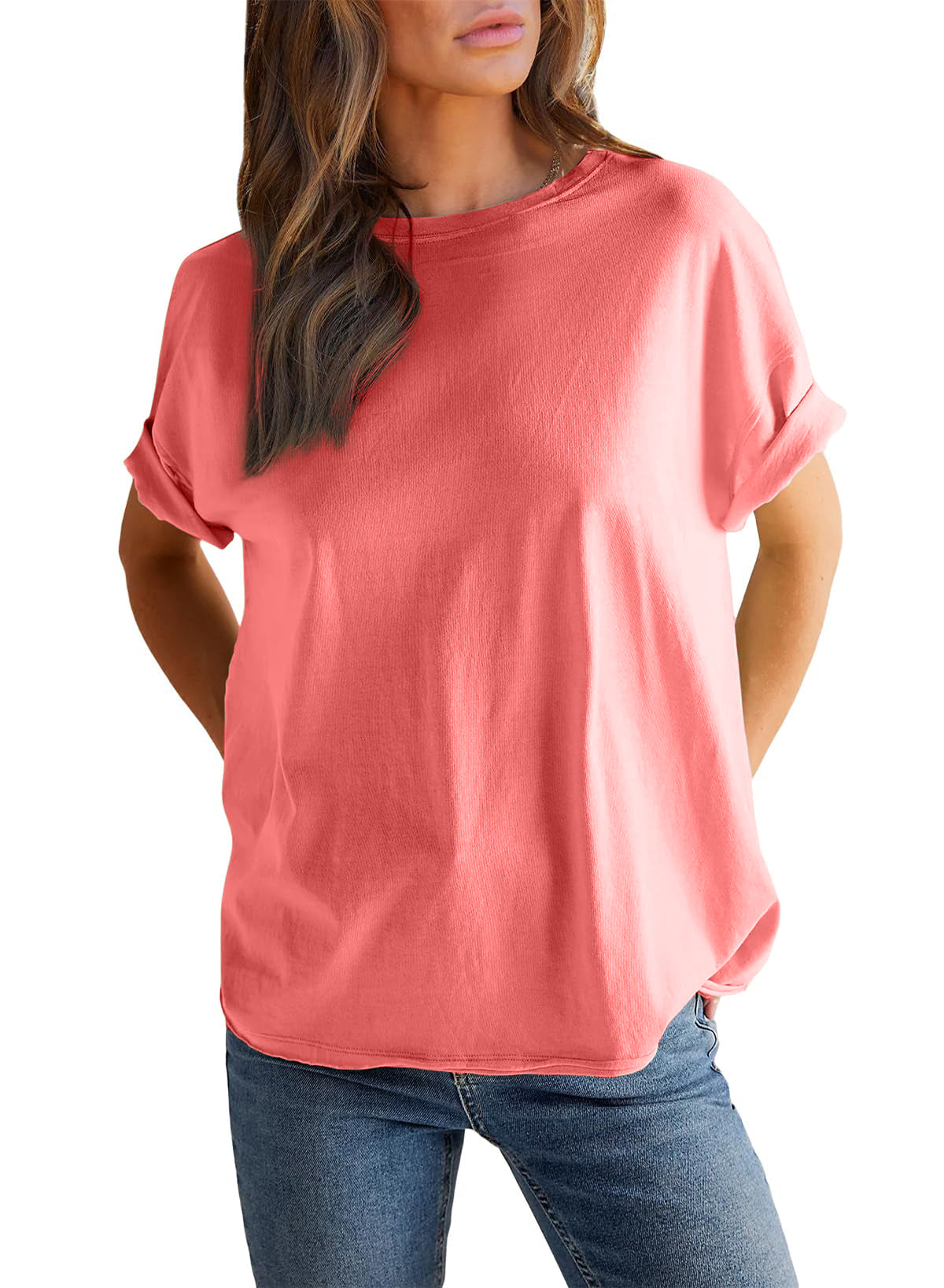 Women¡¯s Solid Color Round Neck Short Sleeve T-shirt (Buy 2 Free Shipping)