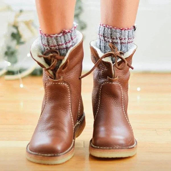 Bottes de neige orthopédiques en cuir imperméable doublées de laine