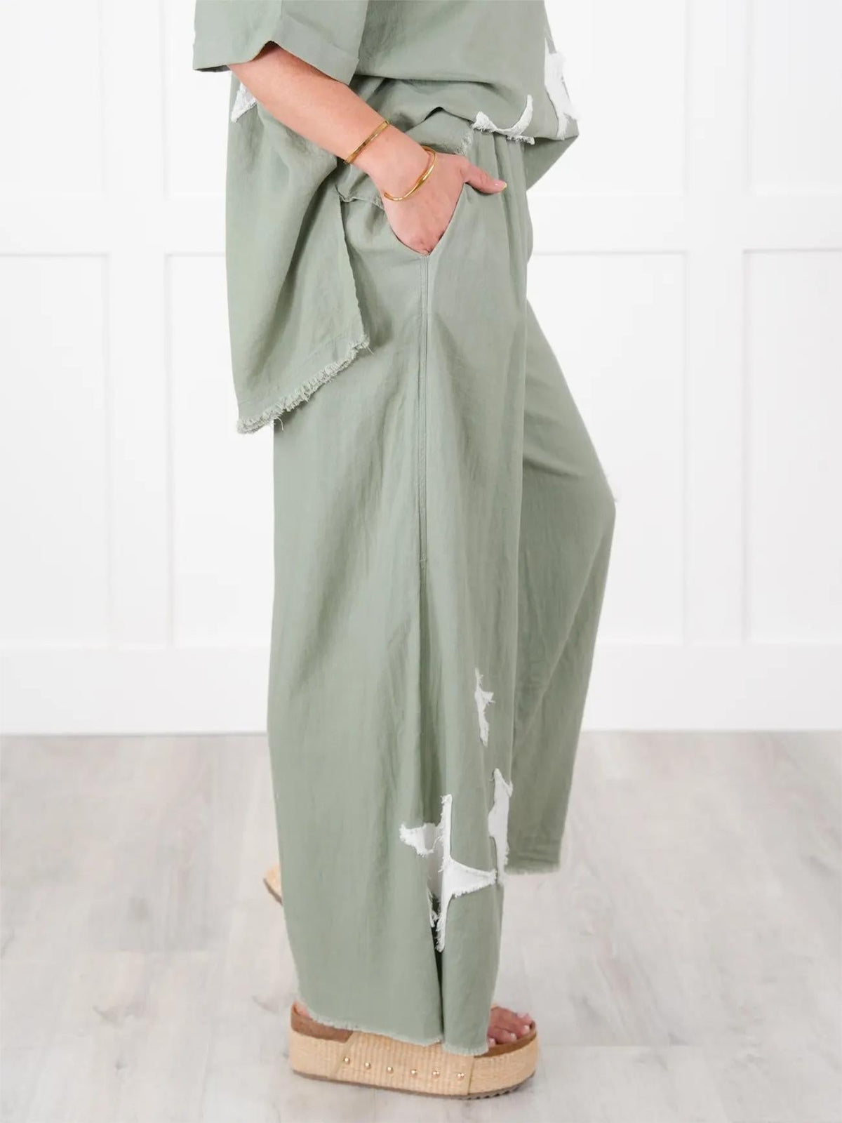 Zweiteiler-Set für Damen mit Stern-Patch im Freizeit-Stil (2 kaufen, kostenloser Versand)