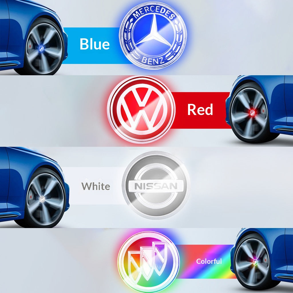 4x selbstleuchtende Auto-Radnabenkappen mit schwebendem Logo