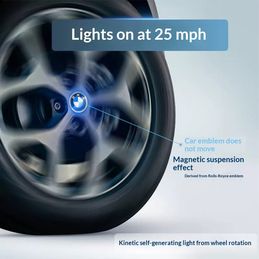 4x selbstleuchtende Auto-Radnabenkappen mit schwebendem Logo