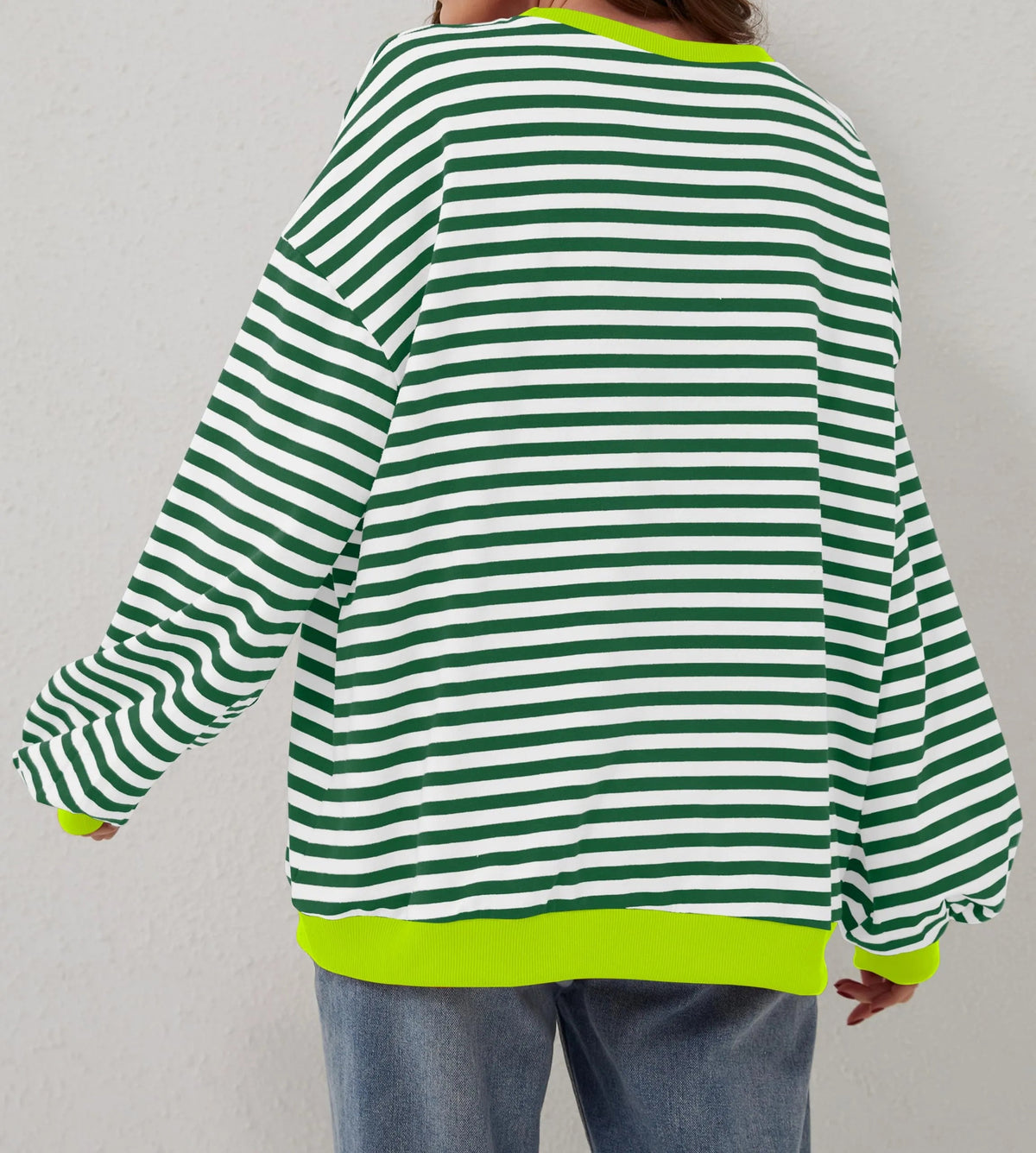Pull à manches longues rayé oversize pour femme (achetez-en 2, livraison gratuite)