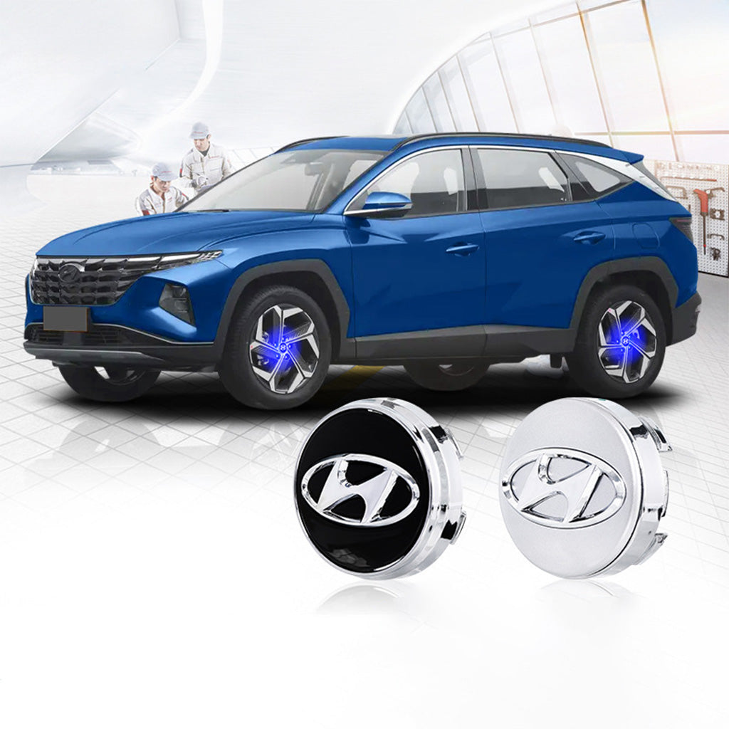 4x selbstleuchtende Auto-Radnabenkappen mit schwebendem Logo
