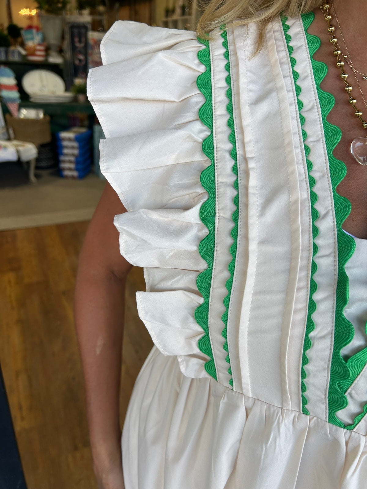Damen-Maxikleid mit V-Ausschnitt und Rüschenärmeln (2 kaufen, Versand gratis)