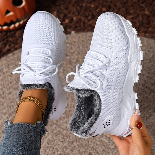 Baskets d’hiver pour femme doublées en polaire – Chaussures de marche chaudes à enfiler