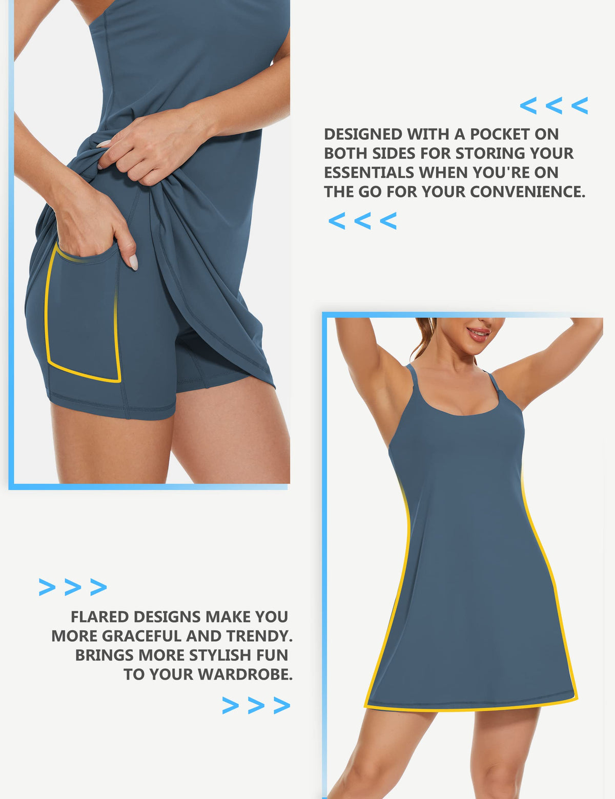 2-in-1-Sportkleider mit integriertem BH & Shorts