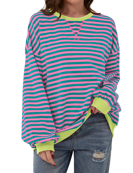 Oversize-Langarmpullover für Damen mit Streifen (2 kaufen, Versandkostenfrei)