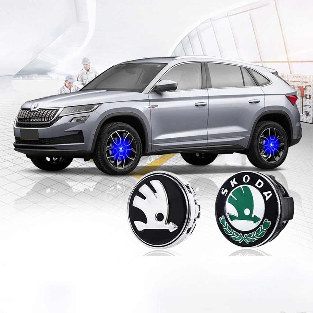 4x selbstleuchtende Auto-Radnabenkappen mit schwebendem Logo