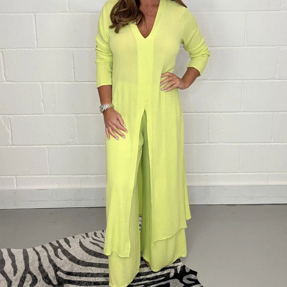 Zweiteiliger lässiger Longtop und lässige Hose