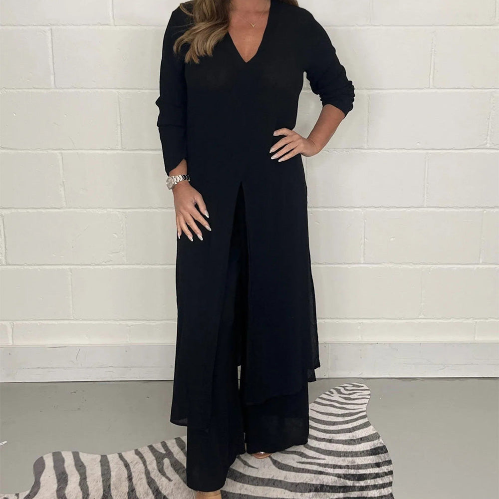 Zweiteiliger lässiger Longtop und lässige Hose