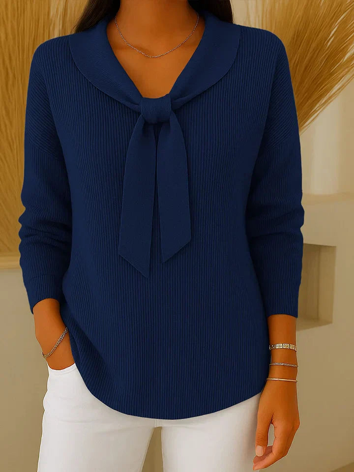 Pull uni femme à liens et manches longues