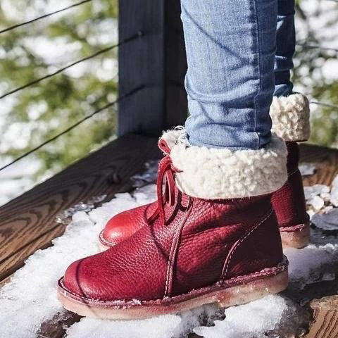 Bottes de neige orthopédiques en cuir imperméable doublées de laine