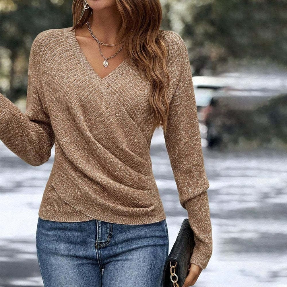 Eleganter Damen Freizeit-Strickpullover, Langarm Warmer Pullover für Frühling & Herbst, Koreanischer Stil Urlaub Mode-Top