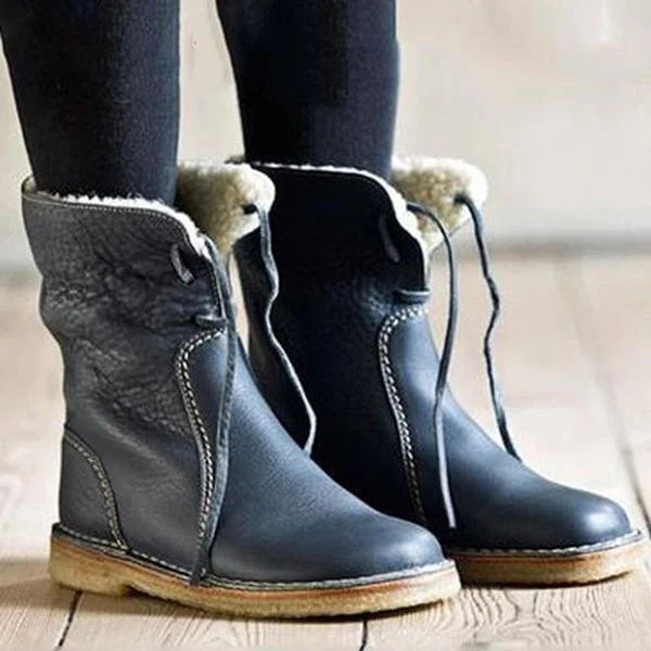 Bottes de neige orthopédiques en cuir imperméable doublées de laine