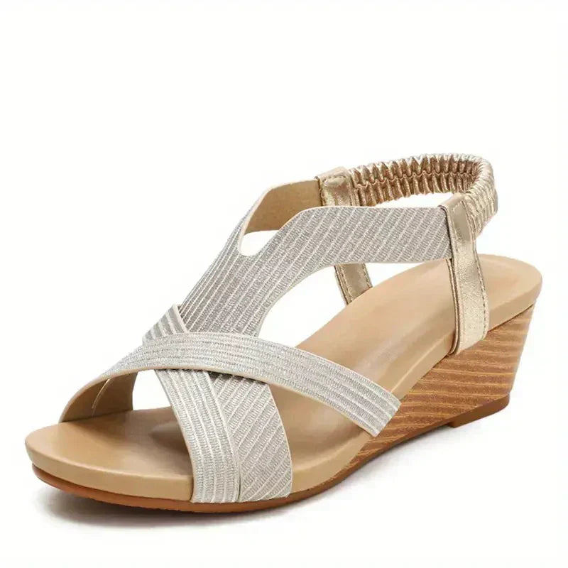 SANDALES ORTHOPÉDIQUES COMPENSÉES EN CUIR POUR FEMMES