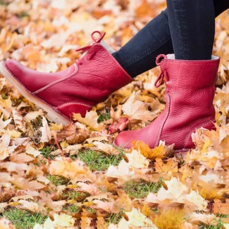 Bottes de neige orthopédiques en cuir imperméable doublées de laine