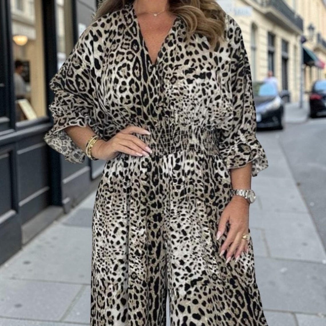 Leopard gemusterter lässiger lockerer Overall