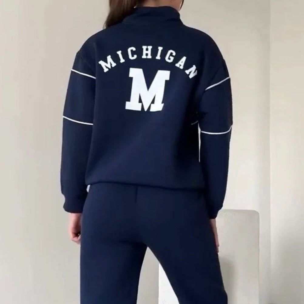 Ensembles survêtement femme 2 pièces – Pull sans capuche et pantalon de jogging ample tendance avec poches