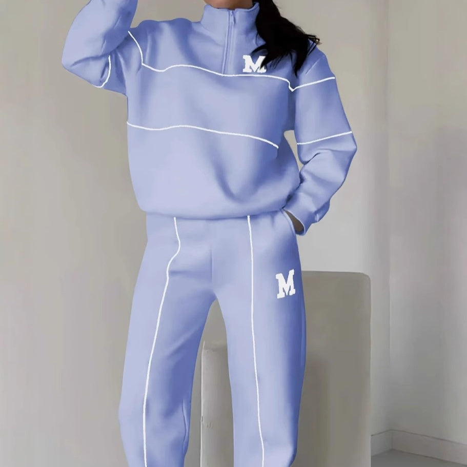 Ensembles survêtement femme 2 pièces – Pull sans capuche et pantalon de jogging ample tendance avec poches