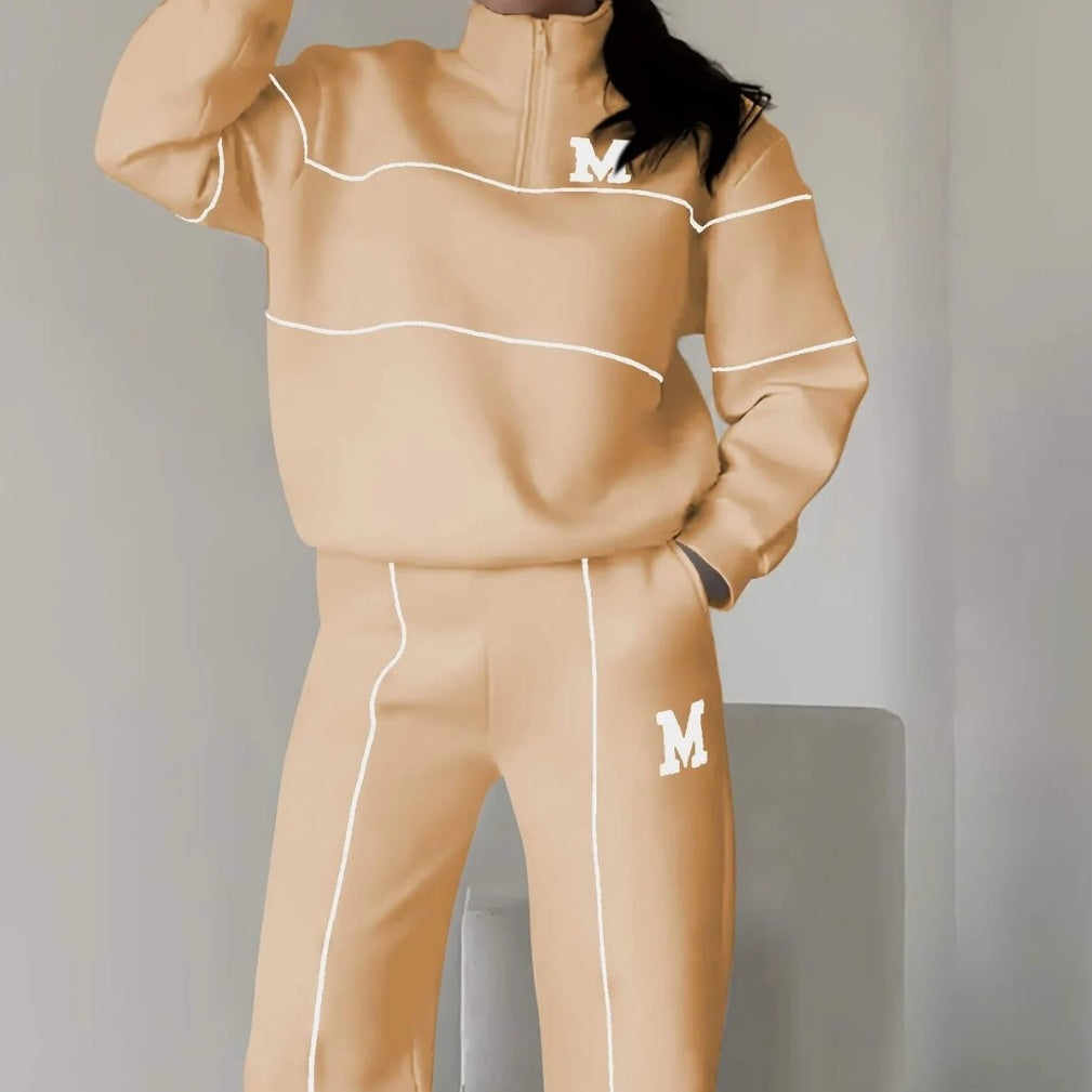 Ensembles survêtement femme 2 pièces – Pull sans capuche et pantalon de jogging ample tendance avec poches