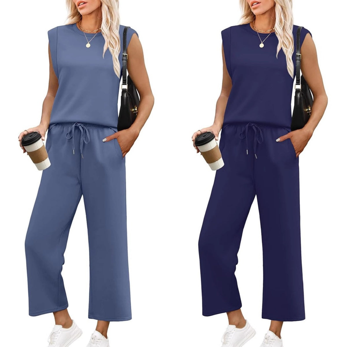 Ensemble 2 pièces femme : débardeur et pantalon large