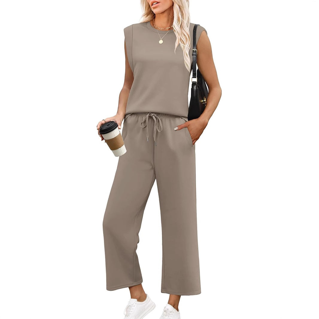 Ensemble 2 pièces femme : débardeur et pantalon large