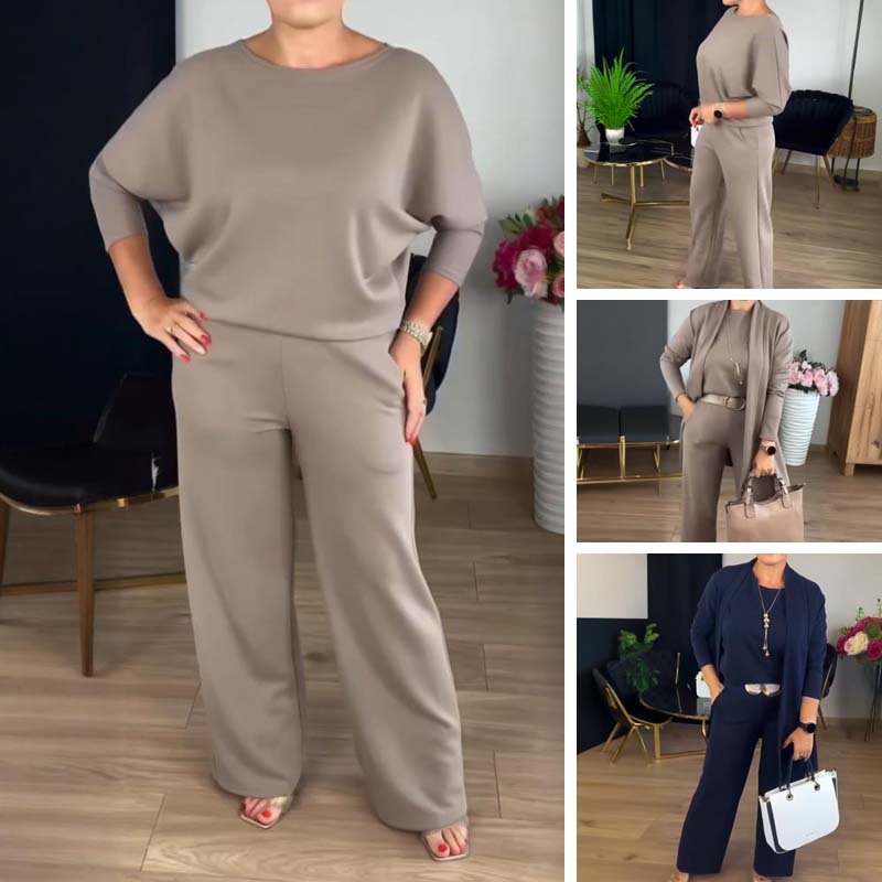 Elegantes Longline-Cardigan- & Top- & Hosen-3-Teile-Set