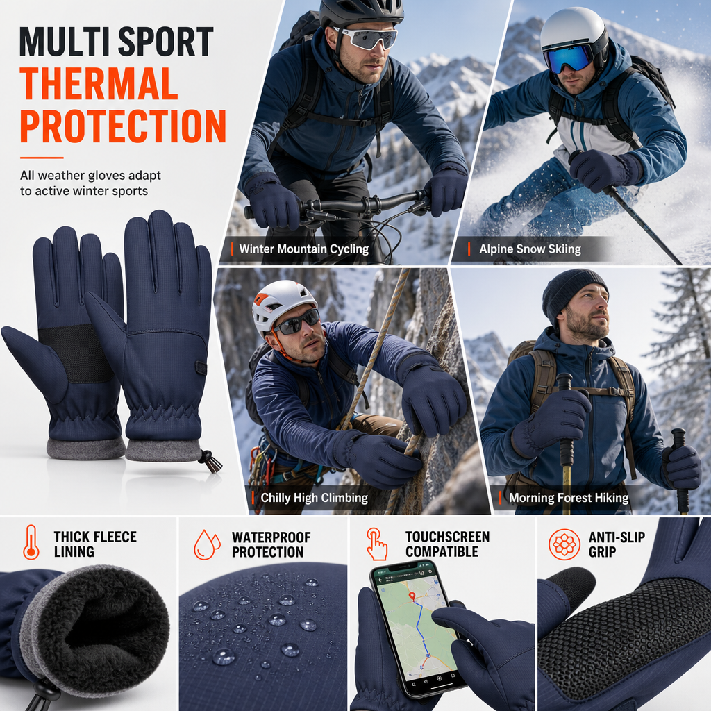 Unisex Winddichte Thermische Radhandschuhe – Touchscreen- & Rutschfester Griff