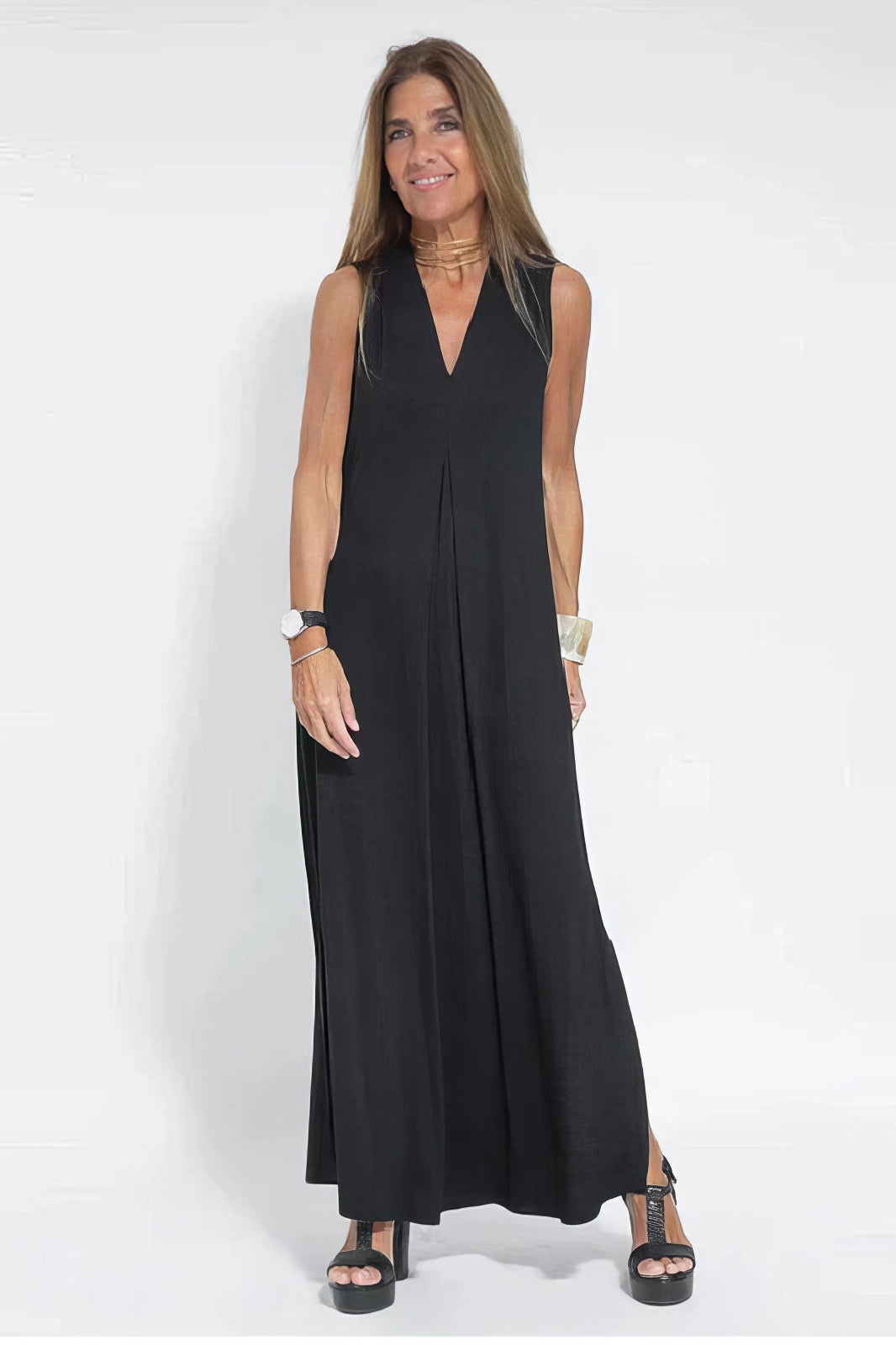 Elegantes langes Kleid + passender Cardigan