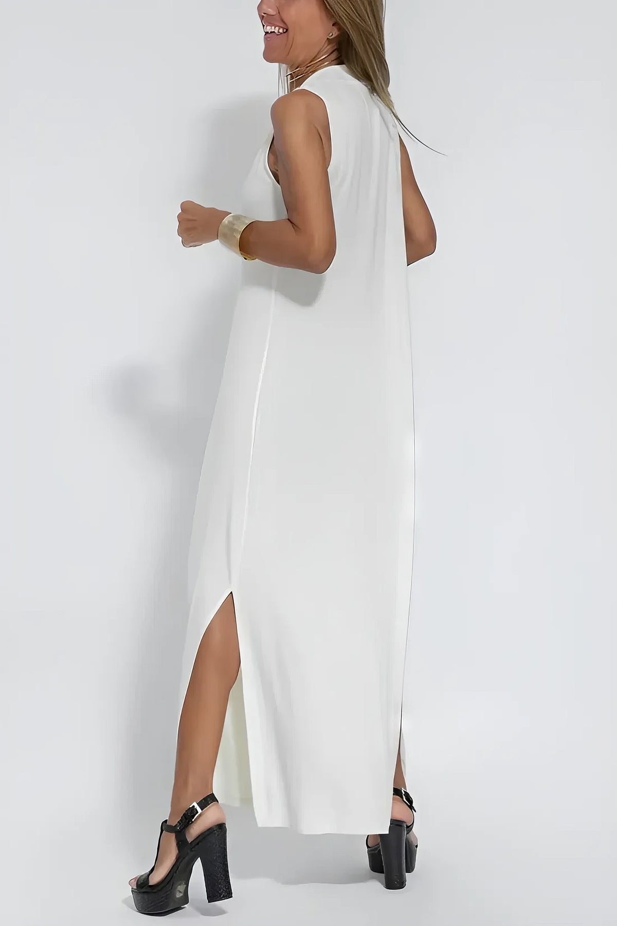 Elegantes langes Kleid + passender Cardigan