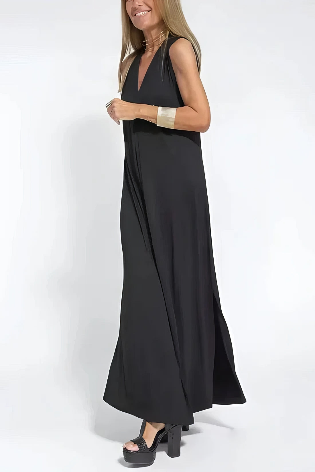Elegantes langes Kleid + passender Cardigan